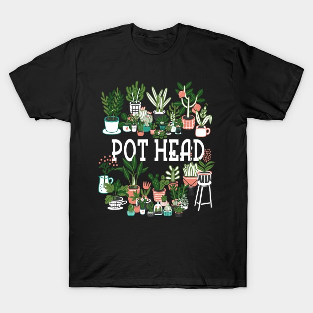 Plant Lover and Gardener Pot Head Succulent T-Shirt by cloutmantahnee